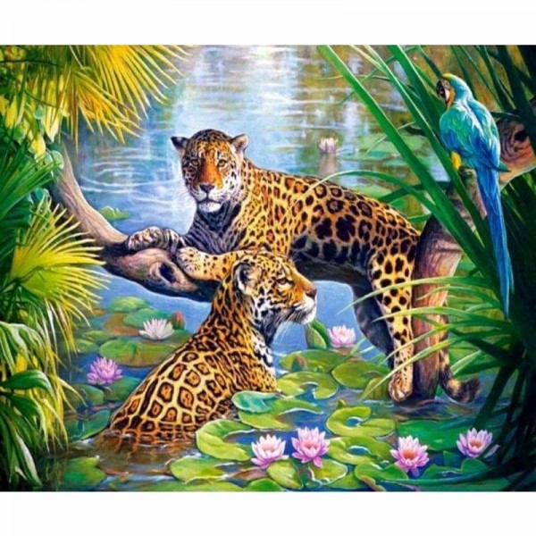 DOUBLE Hot Sale Animal Portrait Leopard Full Vorm steentjes - 5D Diy Diamond Painting Kits VM8062