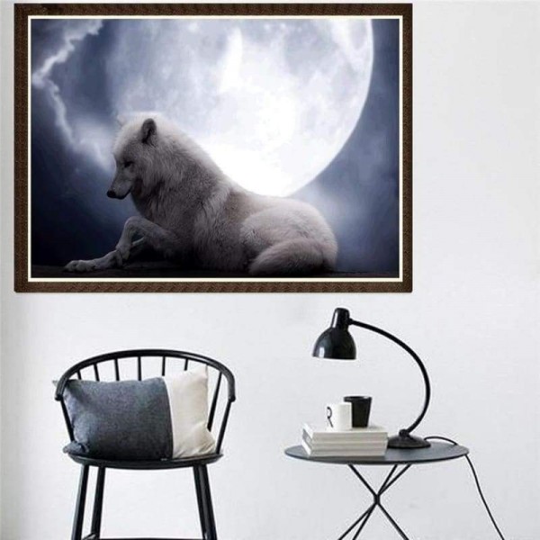 Volledige boor - 5D DIY Diamond Painting Kits Dream White Wolf Moon