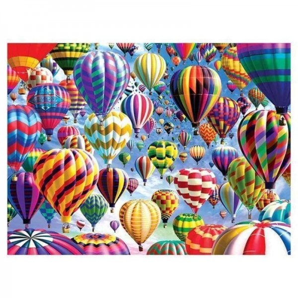 Volledige boor - 5D DIY Diamond Painting Kits Kleurrijke Cartoon heteluchtballonnen in de lucht
