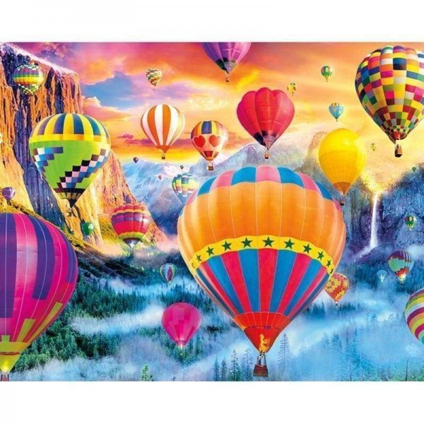 Volledige boor - 5D DIY Diamond Painting Kits Cartoon heteluchtballon in de lucht