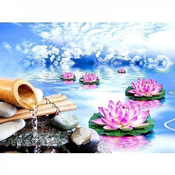 Volledige boor - 5D Diamond Painting Kits Lotus drijvend op het water