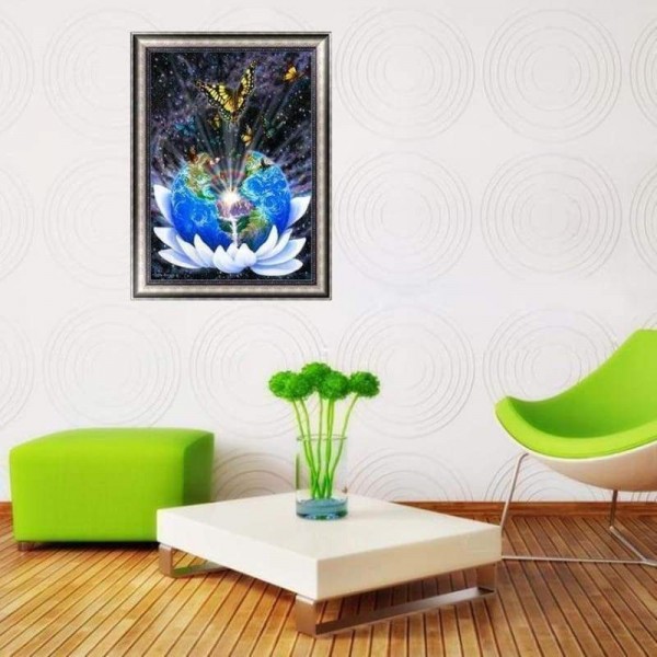 Volledige boor - 5D DIY Diamond Painting Kits Cartoon Butterfly Earth Lotus