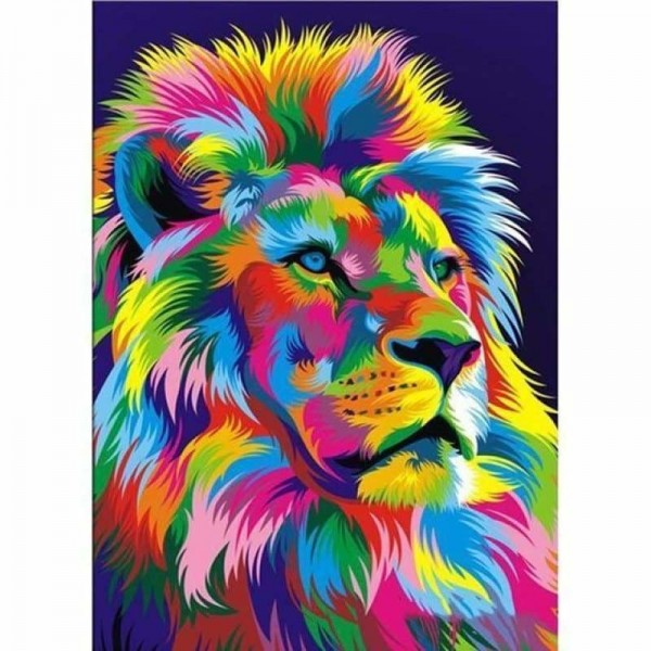 Moderne kunst van een kleurrijke leeuw