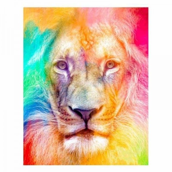 Kleurrijk leeuwen gezicht