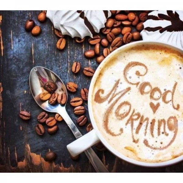 Volledige boor - 5D DIY Diamond Painting Kits Warme koffiekop Goedemorgen