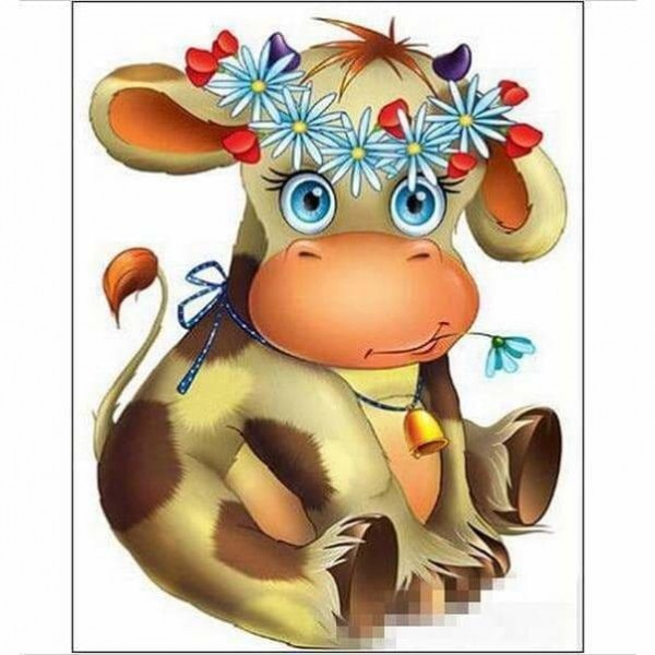 Happy Cow - Diamant schilderij vol boor -