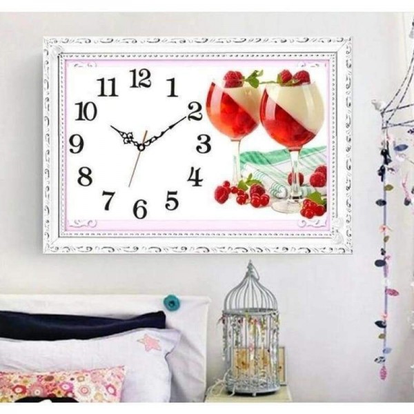 Volledige boor - 5D DIY Diamond Painting Kits Fruit Goblet Clock