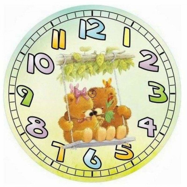 Volledige boor - 5D DIY Diamond Painting Kits Cartoon Bear Swing Clock