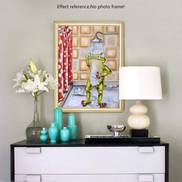 Volledige boor - 5D DIY Diamond Painting Kits Cartoon Take a Shower Frog