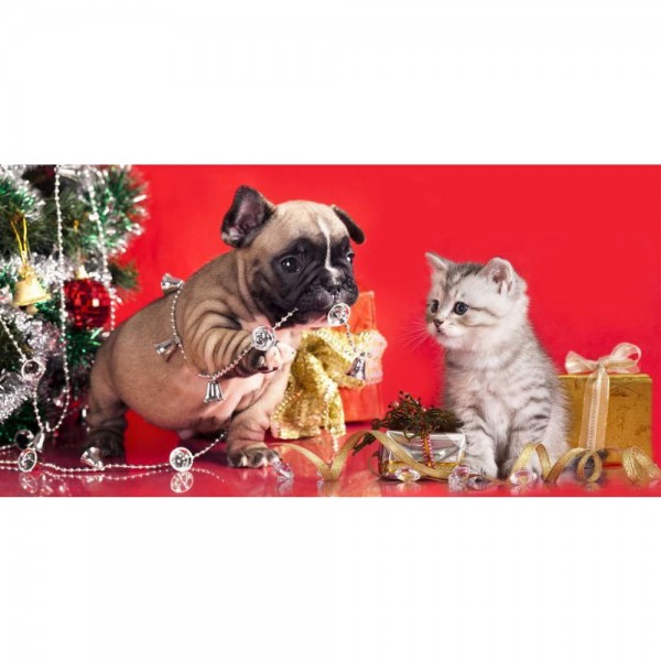 DIY Diamond Painting - Hond en Kat Kerst PIX-469