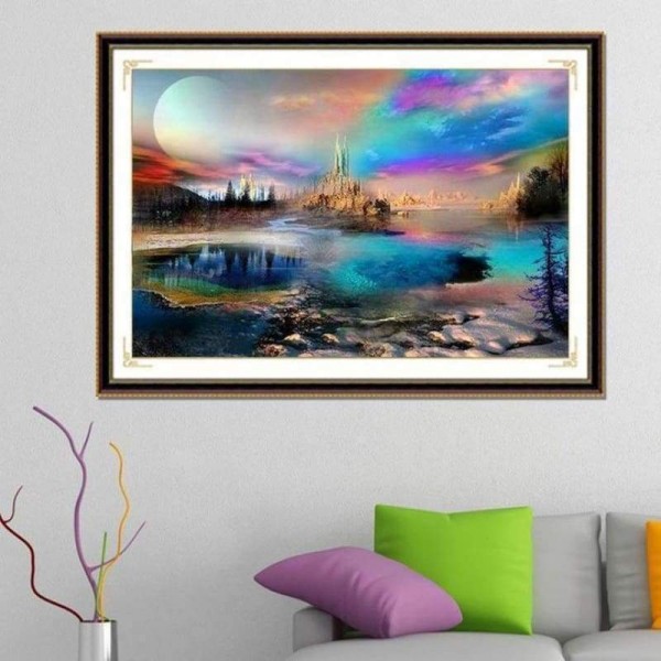 Volledige boor - 5D DIY Diamond Painting Kits Dream Colorful Castle Lake