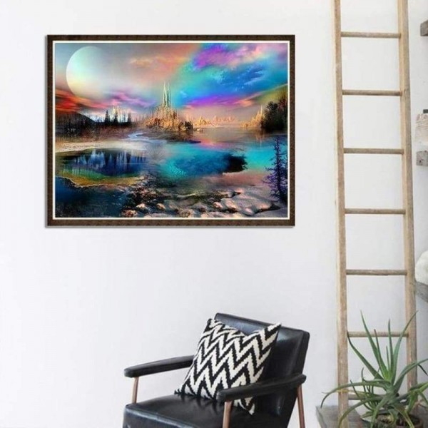 Volledige boor - 5D DIY Diamond Painting Kits Dream Colorful Castle Lake