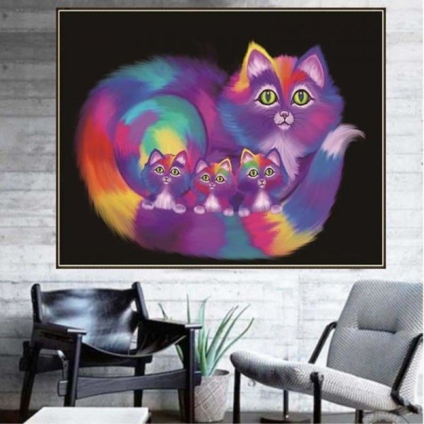 Abstracte moeder kat met kittens