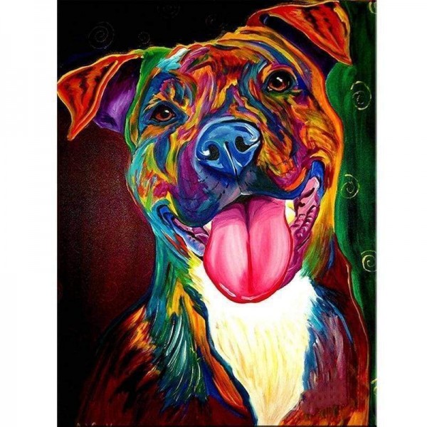 Volledige boor - 5D DIY Diamond schilderij kleurrijke hond strass mozaïek kunst