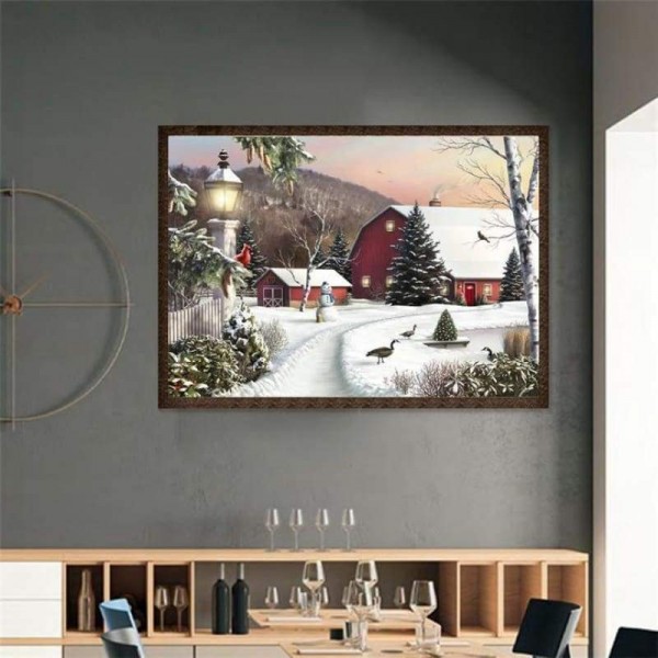 Volledige boor - 5D DIY Diamond Painting Kits Dream Winter Landscape Cottage