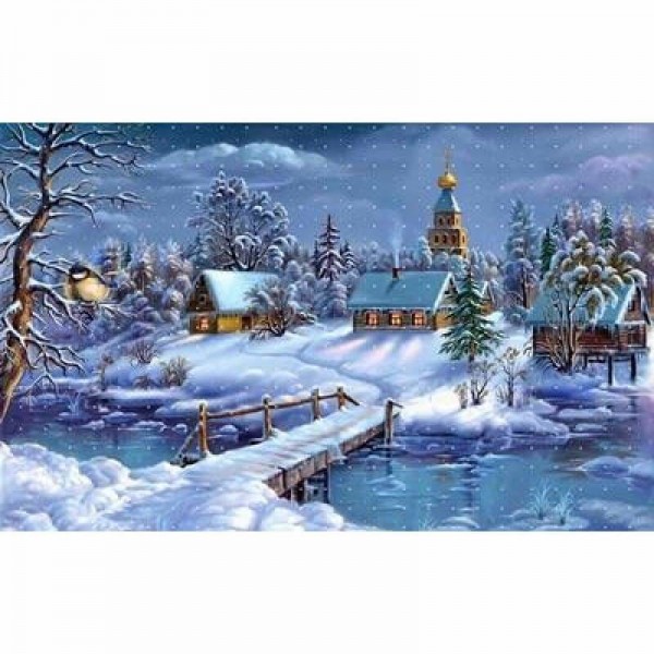 Volledige boor - 5D DIY Diamond Painting Kits Winterlandschap Sneeuwhuisje