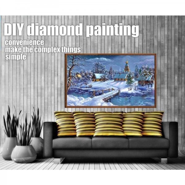 Volledige boor - 5D DIY Diamond Painting Kits Winterlandschap Sneeuwhuisje