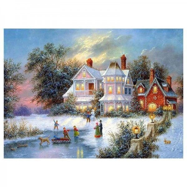 Volledige boor - 5D DIY Diamond Painting Kits Winterlandschap Cottage