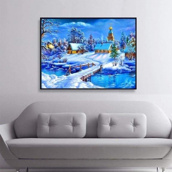 Volledige boor - 5D DIY Diamond Painting Kits Winterlandschap Sneeuwhuisje
