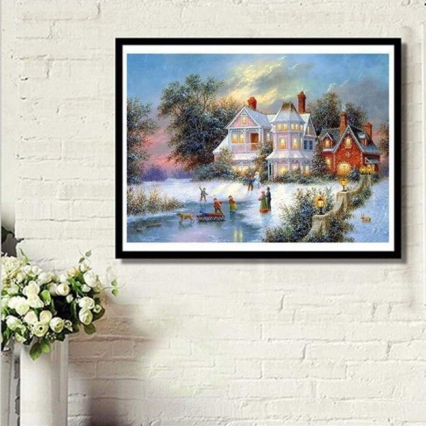 Volledige boor - 5D DIY Diamond Painting Kits Winterlandschap Cottage
