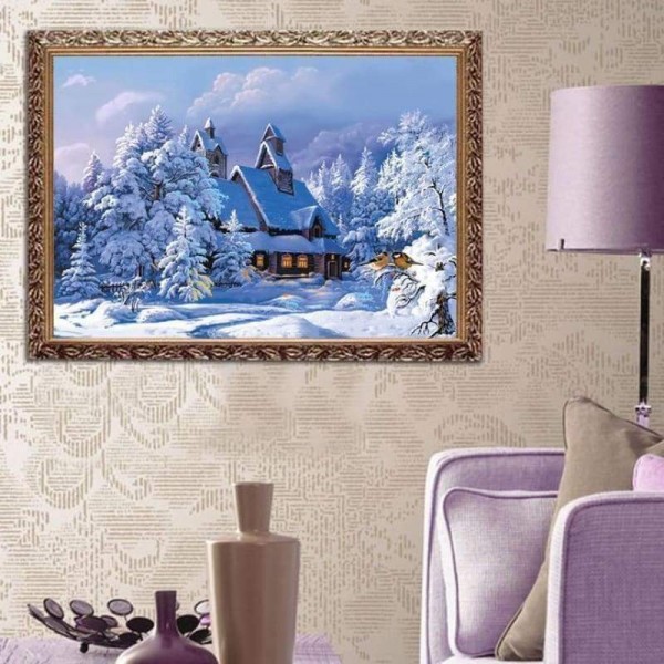 Volledige boor - 5D DIY Diamond Painting Kits Besneeuwd huisje in de winter