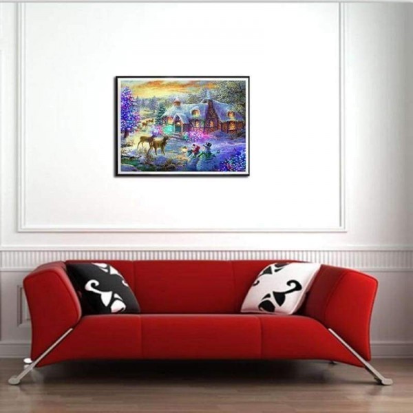 Volledige boor - 5D DIY Diamond Painting Kits Besneeuwd huisje in de winter