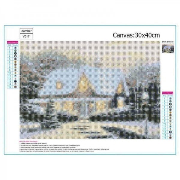 Volledige boor - 5D DIY Diamond Painting Kits Besneeuwd huisje in de winter