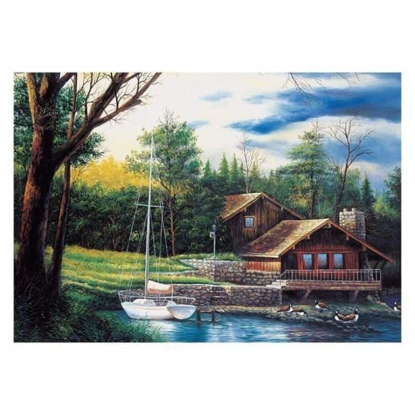 Volledige boor - 5D DIY Diamond Painting Kits Cartoon Beautiful Cottage By the Lake