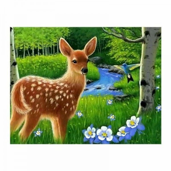 Volledige boor - 5D Diamond Painting Kits Lovely Woods Hertenbloemen
