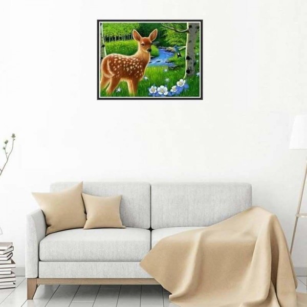 Volledige boor - 5D Diamond Painting Kits Lovely Woods Hertenbloemen