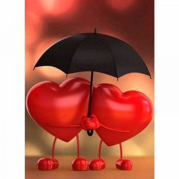 Verliefde hartjes in de regen