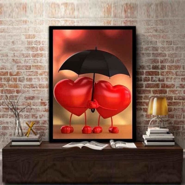 Verliefde hartjes in de regen