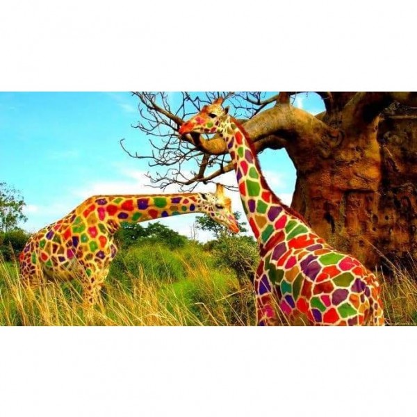 Kleurrijke giraffe in het wild