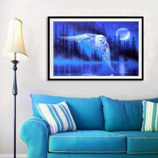 Volledige boor - 5D DIY Diamond Painting Kits Fantasy Cool Blue Owl Flying