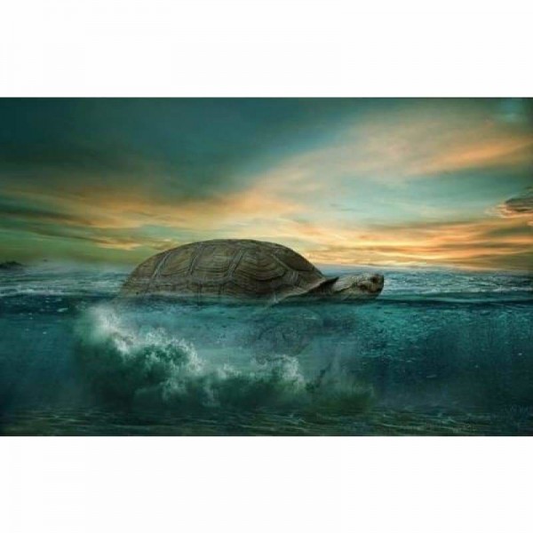 Volledige boor - 5D DIY Diamond Painting Kits Cartoon Fantasy Turtle in the Sea