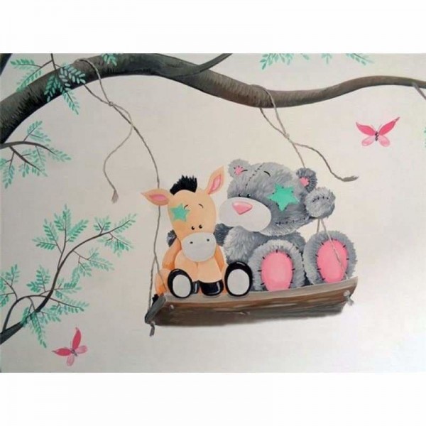 Volledige boor - 5D DIY Diamond Painting Kits Cartoon schattige beer en ezel