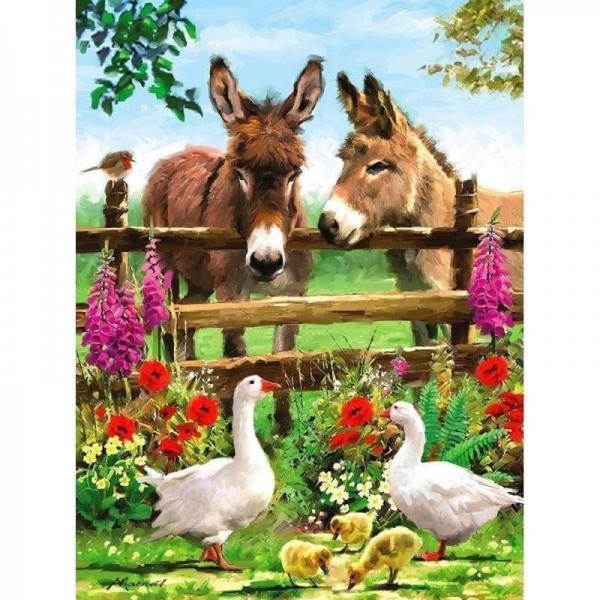 Volledige boor - 5D Diamond Painting Kits Gekleurde tekening Duck Donkey
