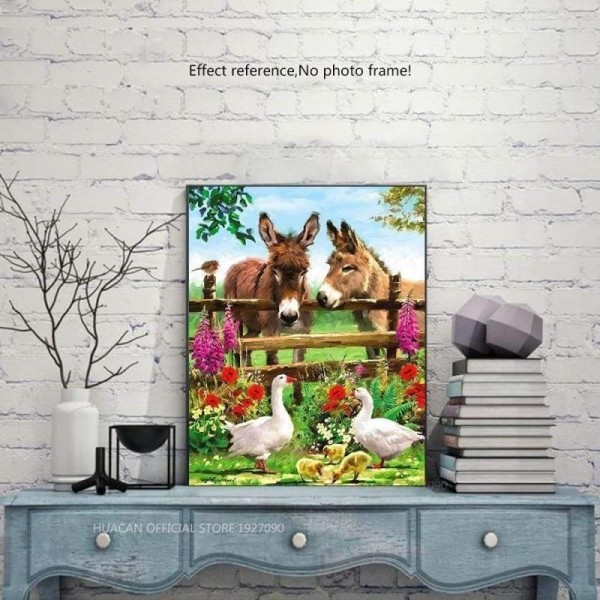 Volledige boor - 5D Diamond Painting Kits Gekleurde tekening Duck Donkey