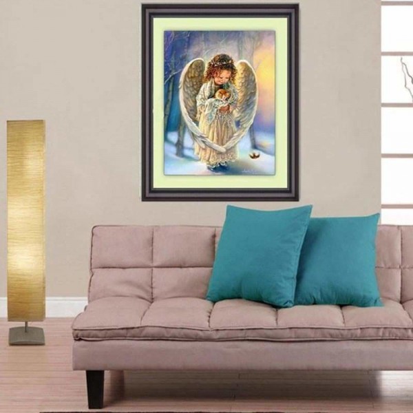 Volledige boor - 5D DIY Diamond Painting Kits Cartoon schattig canvas Angel Cat