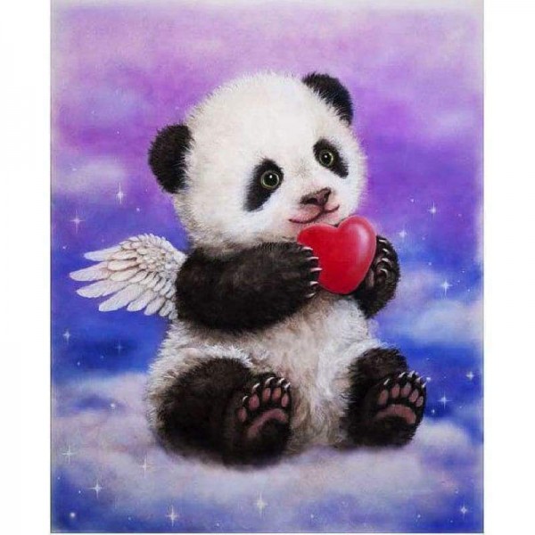 Volledige boor - 5D Diamond Painting Kits Leuke Panda Angel Heart