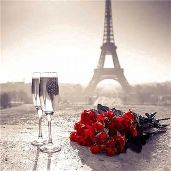 Rode rozen bij de Eiffeltoren