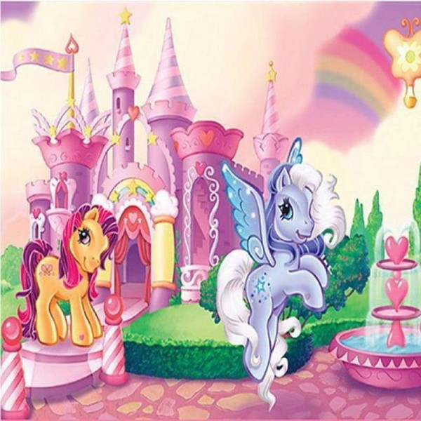 Volledige boor - 5D DIY Diamond Painting Kits Cartoon instapmodel kasteel eenhoorns