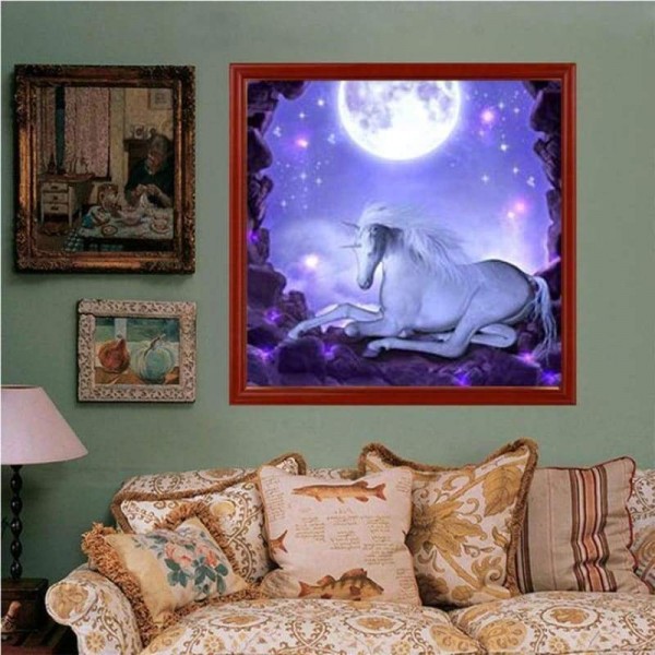 Volledige boor - 5D DIY Diamond Painting Kits Colorful Dream Moon Unicorn