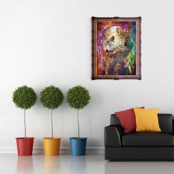 Volledige boor - 5D DIY Diamond Painting Kits Dream Catcher Wolf