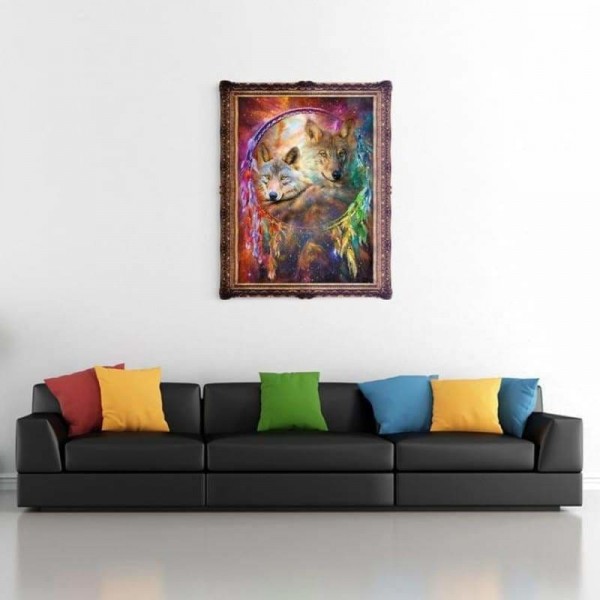 Volledige boor - 5D DIY Diamond Painting Kits Dream Catcher Wolf