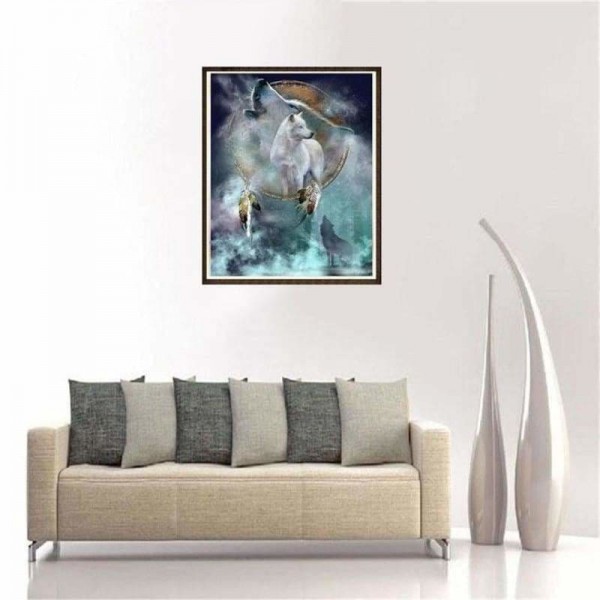 Volledige boor - 5D DIY Diamond Painting Kits Dream Catcher Wolf