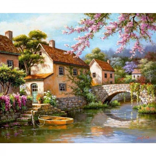 Volledige boor - 5D DIY Diamond Painting Kits Beautiful Town Scenery