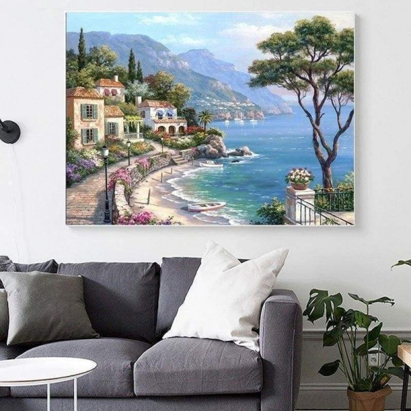 Volledige boor - 5D DIY Diamond Painting Kits Dream Landscape Seaside Town