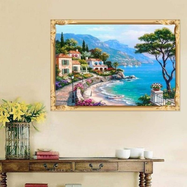 Volledige boor - 5D DIY Diamond Painting Kits Dream Landscape Seaside Town