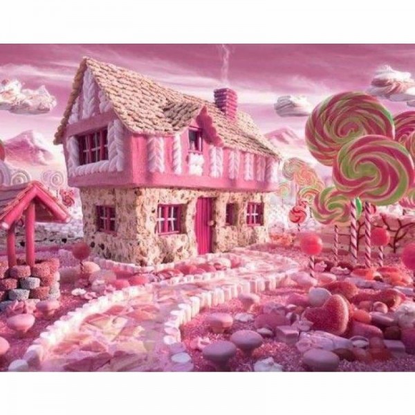 Volledige boor - 5D Diamond Painting Kits Happy Pink Candy Town